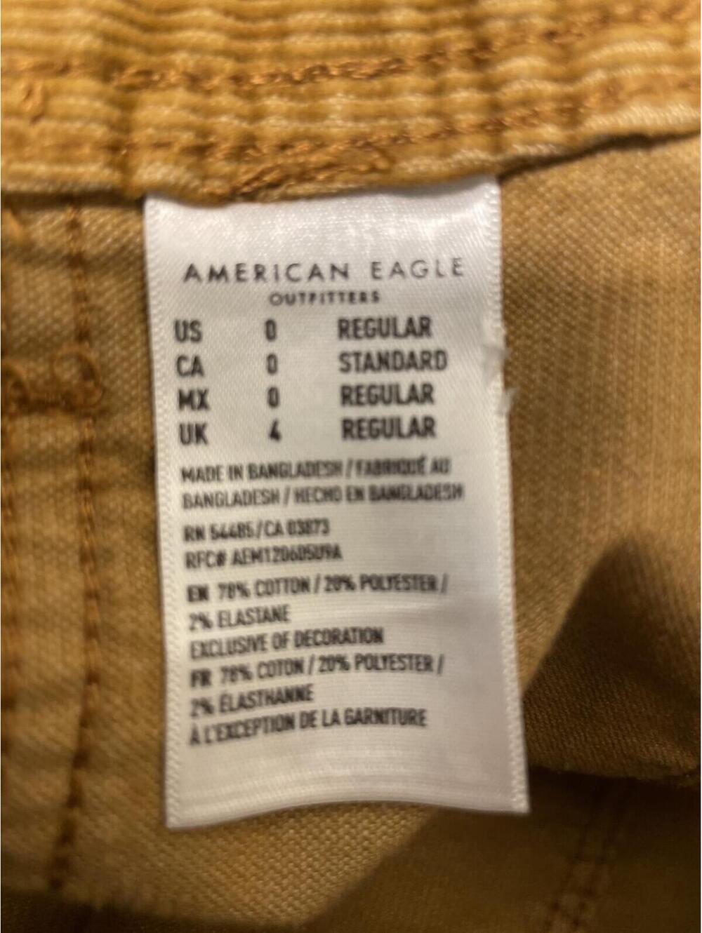 American Eagle Mini Skirt Women's Size 0 tan Corduroy Button Tie Waist Boho EUC - Picture 5 of 6